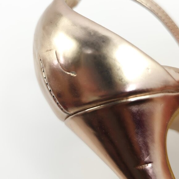 Steve Madden Women's "Stecy" Metallic Rose Gold Strapped Sandals - Picture 8 of 12